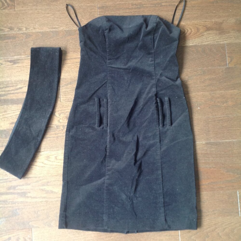 Brand New Strapless Mini Black Velvet Dress LBD